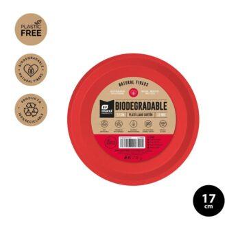 Set 12 farfurii rotunde din carton, rosii, 17 cm