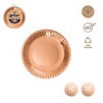 Set 10 farfurii rotunde din carton, rose-gold, 20 cm
