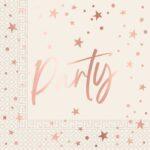 Set 20 servetele Party Rose Gold, 33x33cm