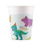 Set 8 pahare carton Dino Party, 200 ml