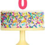 Lumanare cifra 0 roz fluo, 7.5cm