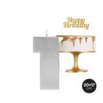 Lumânare cifră 1 argintie 20x17 cm