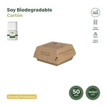 Set 50 cutii print pentru burger, kraft, dimensiune 10x10x7cm.