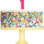 Lumanare cifra 1 roz fluo, 7.5cm