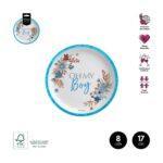 Set 8 farfurii carton botez My Boy 17 cm
