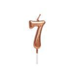 Lumanare party roz gold cifra 7, 4.5cm