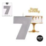 Lumanare cifra 7 argintie, XXL, 20x17cm