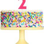 Lumanare cifra 2 roz fluo, 7.5cm