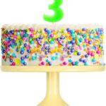 Lumanare cifra 3 verde fluo, 7.5cm