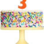 Lumanare cifra 3 portocaliu fluo, 7.5cm