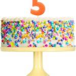 Lumanare cifra 5 portocaliu fluo, 7.5cm