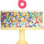 Lumanare cifra 6 roz fluo, 7.5cm