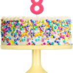 Lumanare cifra 8 roz fluo, 7.5cm