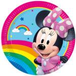Set 8 farfurii party 23 cm Minnie Rainbow