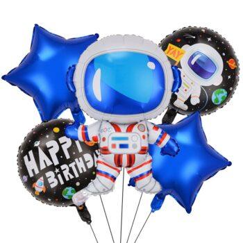 Kit 5 baloane folie Astronaut Happy Birthday