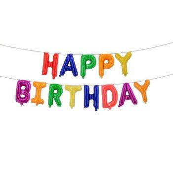 Ghirlanda baloane folie 40cm, Happy Birthday, multicolor