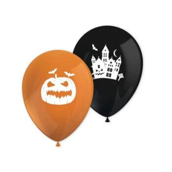 Set de 8 baloane Halloween din latex Procos, 28 cm, culori orange și negru – perfecte pentru petreceri tematice, decoruri spooky și atmosferă festivă!