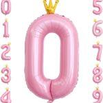 Balon folie roz Coronita, cifra 0, 110 cm