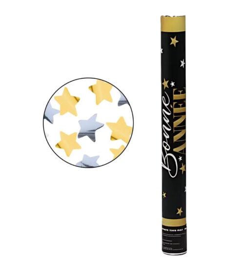 Tun confetti 40 cm stelute aurii si argintii - imagine 1