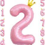 Balon folie roz Coronita, cifra 2, 110 cm