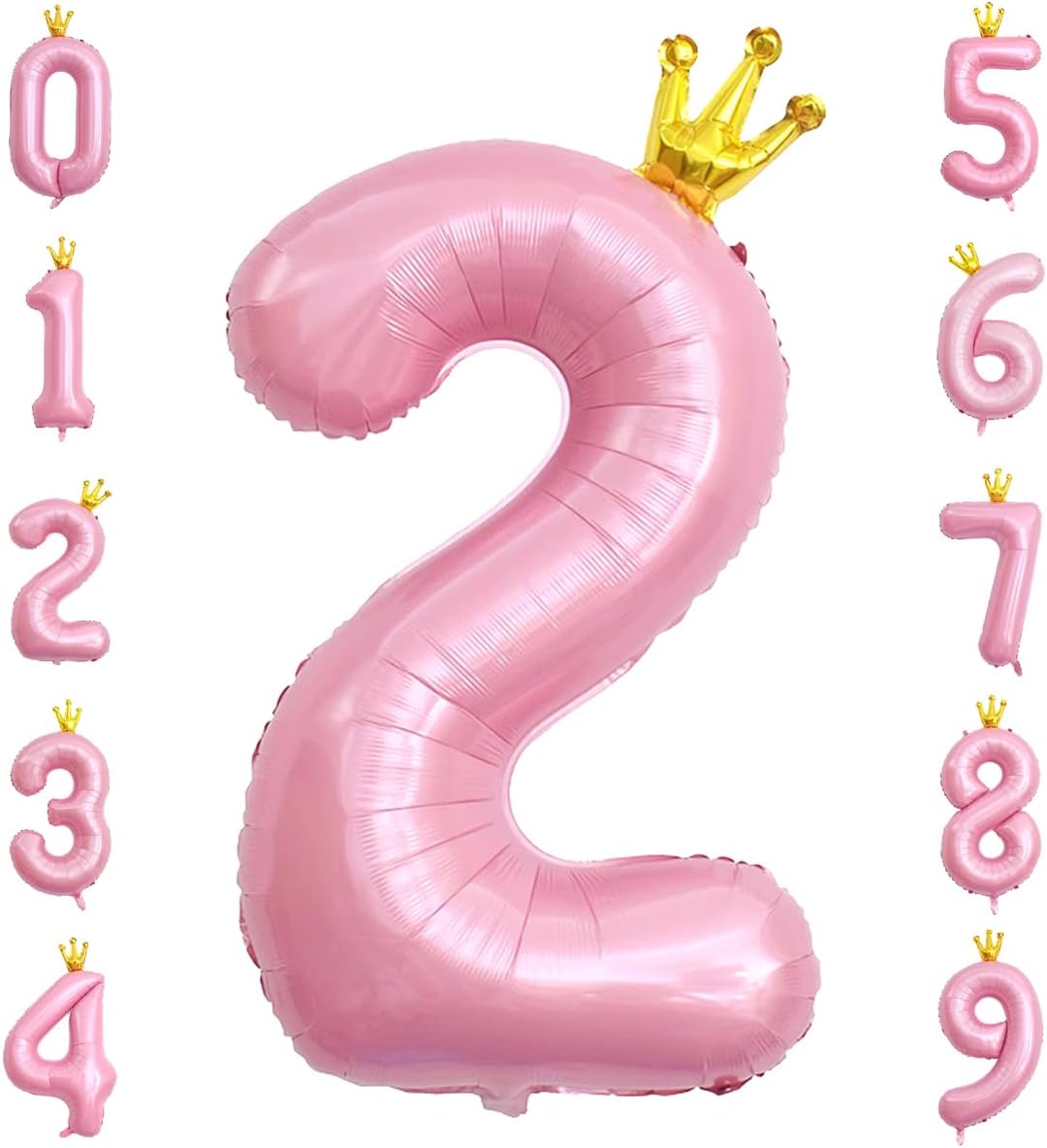 22 Balon folie roz Coronita, cifra 2, 110 cm