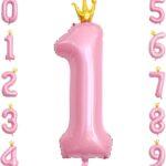 Balon folie roz Coronita, cifra 1, 110 cm
