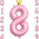 Balon folie roz Coronita, cifra 8, 110 cm