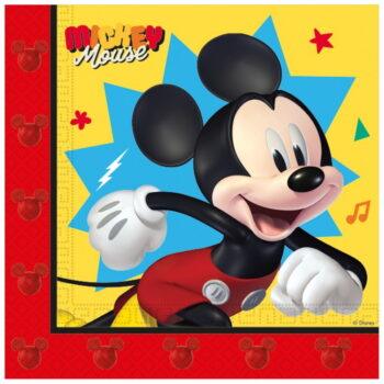 Set 20 șervețele party Mickey Jump Fun 33x33 cm – șervețele colorate cu Mickey Mouse pentru petreceri copii