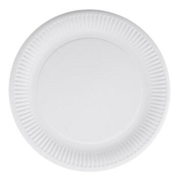 Set 50 farfurii carton Bioco Ø23 cm, premium, rezistente la grăsimi și alimente umede. Ideale pentru petreceri, catering sau uz zilnic.