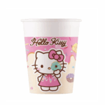 Set 8 pahare party Hello Kitty și Kuromi, 200ml, articole festive Sanrio, design roz-violet pentru petreceri aniversare