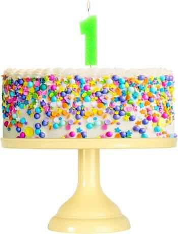 Lumanare cifra 1 verde fluo, 7.5cm