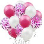 Kit 15 baloane latex albe/transparente/fuchsia, 30cm