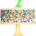 Lumanare cifra 2 verde fluo, 7.5cm