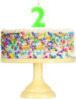 Lumanare cifra 2 verde fluo, 7.5cm