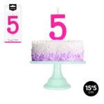 Lumanare party cifra 5 fuchsia, 15,5cm