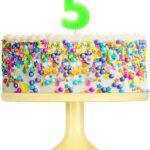 Lumanare cifra 5 verde fluo, 7.5cm