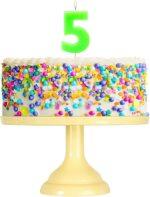 Lumanare cifra 5 verde fluo, 7.5cm