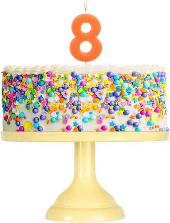 Lumanare cifra 8 portocaliu fluo, 7.5cm