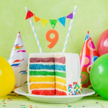 Lumanare cifra 9 portocaliu fluo, 7.5cm