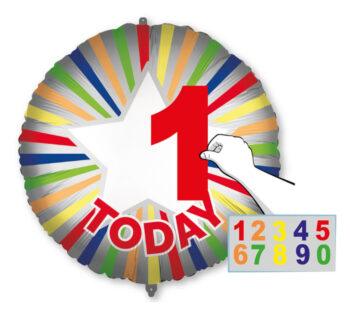 Balon folie Rainbow Aniversare, personalizabil, 45 cm