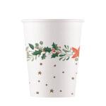 Set 8 pahare carton 200ml Decor Craciun