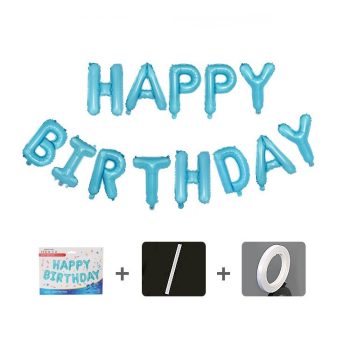 Set baloane litere baby blue 40 cm Happy Birthday