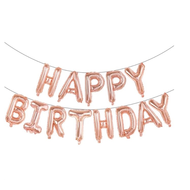 124737 Set baloane litere rose-gold 40 cm Happy Birthday