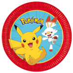 Set 8 farfurii party Pokémon 23 cm din carton Procos Grecia, design colorat pentru petreceri copii