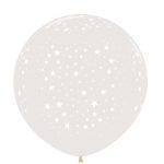 Set 10 baloane party, transparente, stelute albe, 30cm