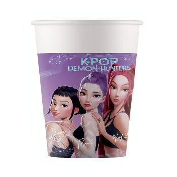 Set 8 pahare carton K-Pop, capacitate 200 ml, design modern și colorat pentru petreceri tematice