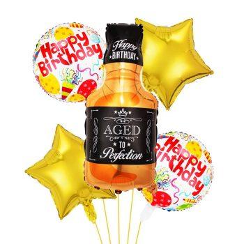 Kit 5 baloane folie Happy Birthday Whiskey Party