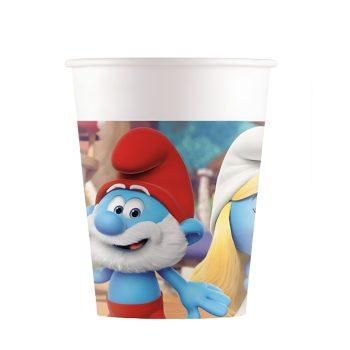 Set 8 pahare carton Strumfi, 200 ml