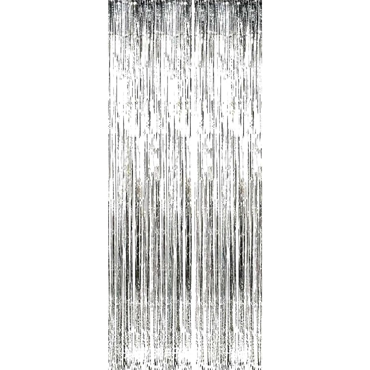 argintie1 Perdea decorativa franjuri argintii, 100x200cm - imagine 1