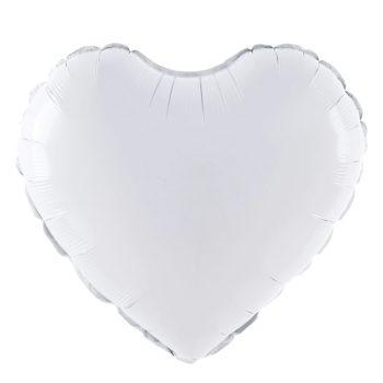 Balon folie 45 cm uni inima alba